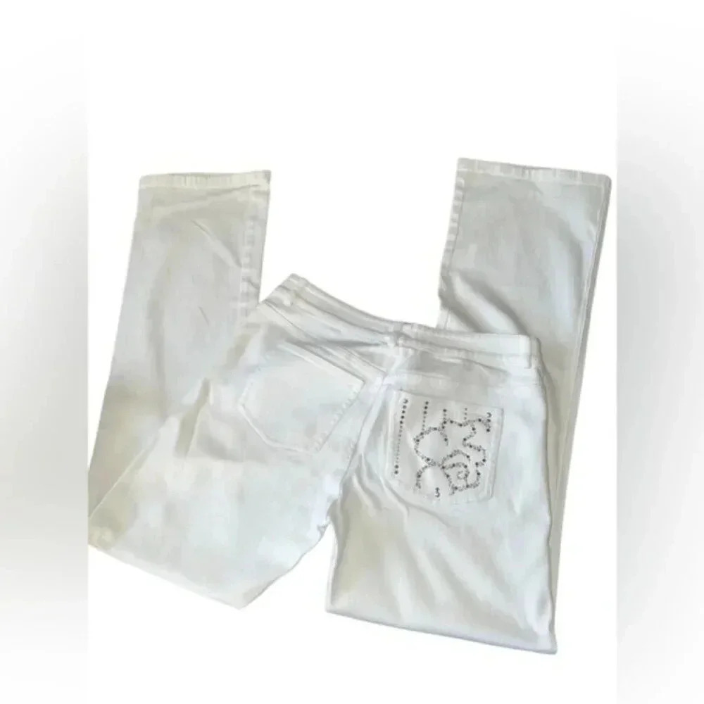 ST JOHN Woman's White Boot Cut Five Pocket Jeans Pants Size 8 134202 - Picture 3 of 6